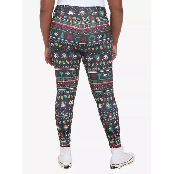 Her Universe Disney Holiday Mickey Mouse & Friends Fair Isle Leggings Plus Size - Picture 2 of 3
